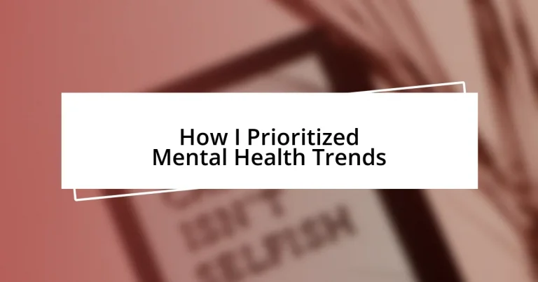 How I Prioritized Mental Health Trends